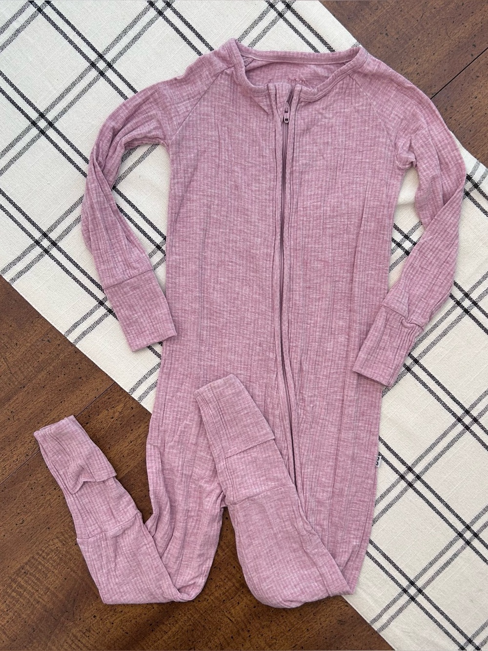 Little Sleepies Bamboo Pink Ribbed Footie PJs Toddler Girls 2T
